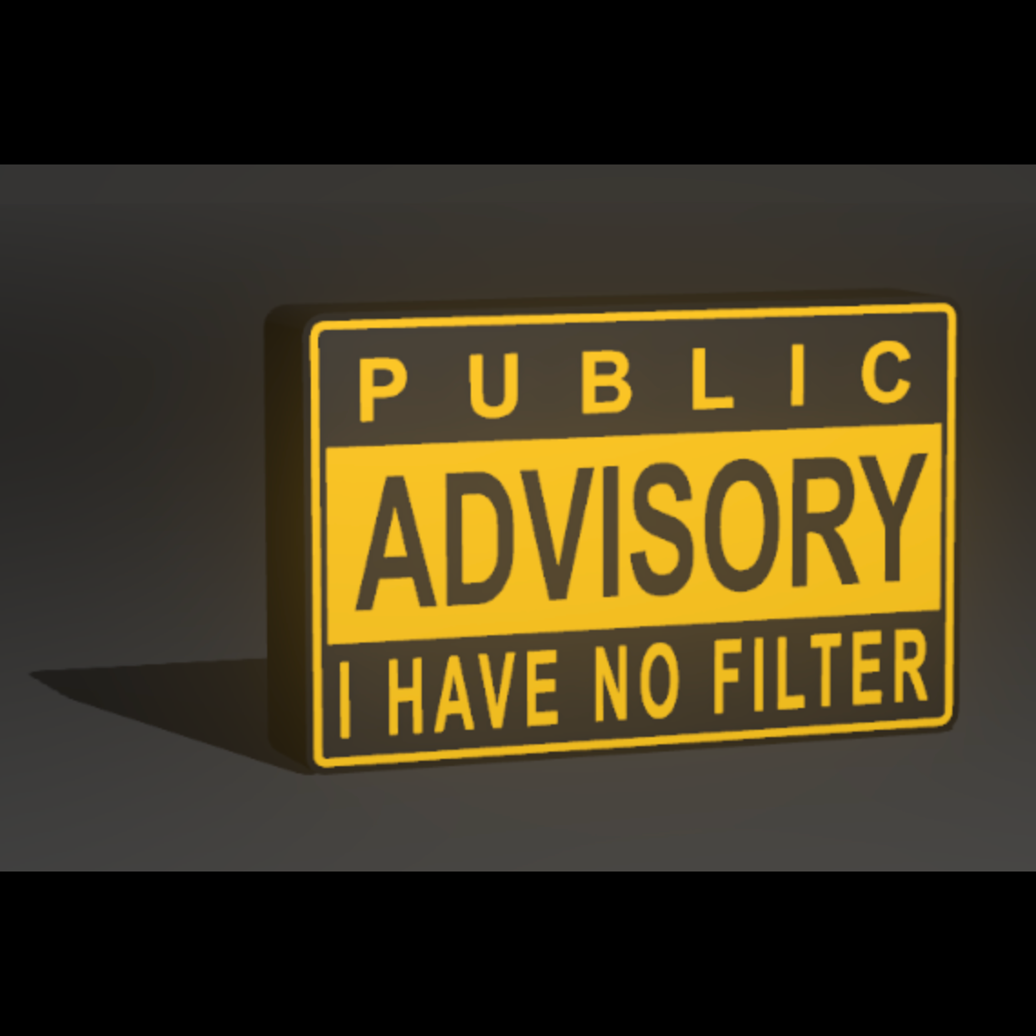 “Public Advisory – I Have No Filter” 3D Printed PLA Light Box