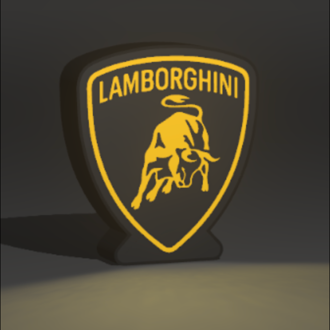 Lamborghini Logo 3D Printed PLA Light Box