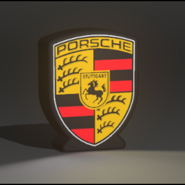 Porsche Logo 3D Printed PLA Light Box