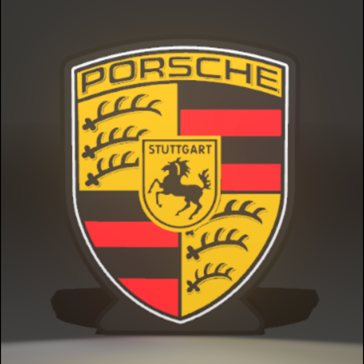 Porsche Logo 3D Printed PLA Light Box
