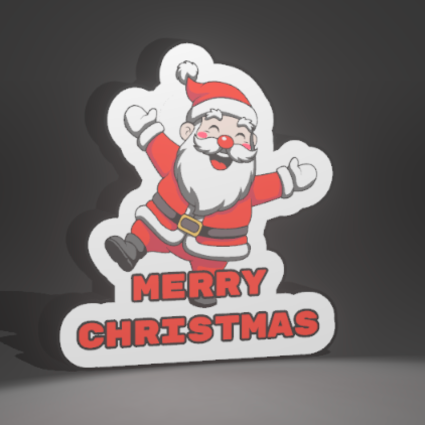 Merry Christmas, Santa 3D Printed PLA Light Box