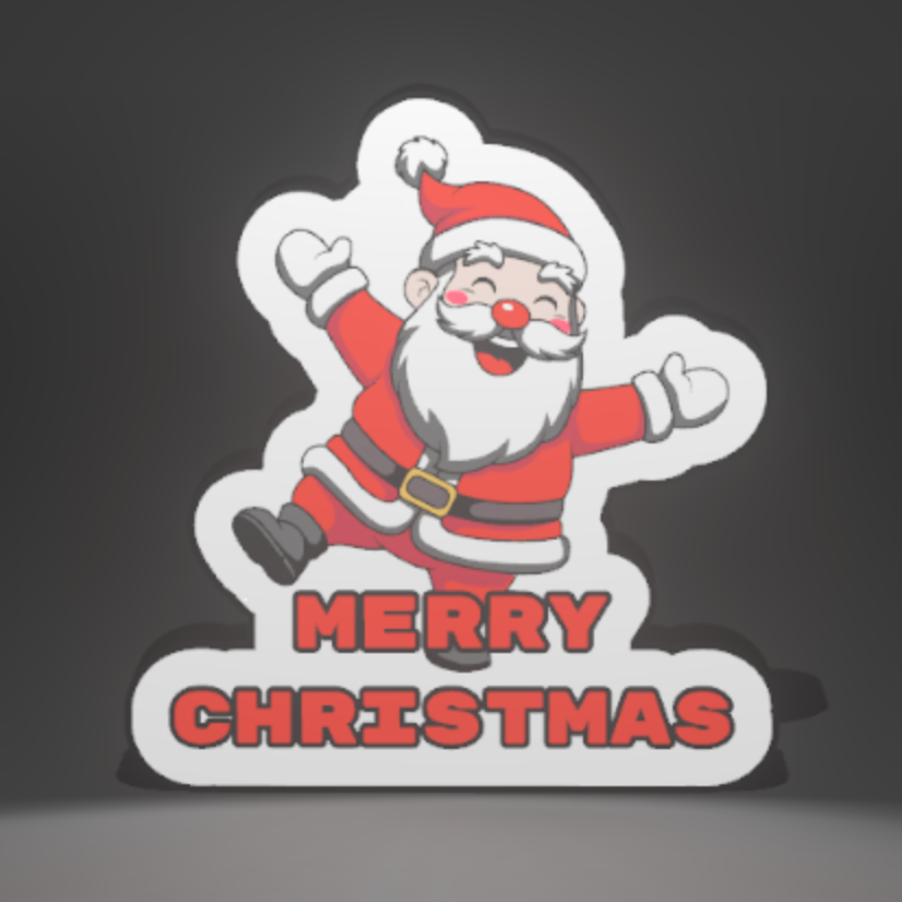 Merry Christmas, Santa 3D Printed PLA Light Box