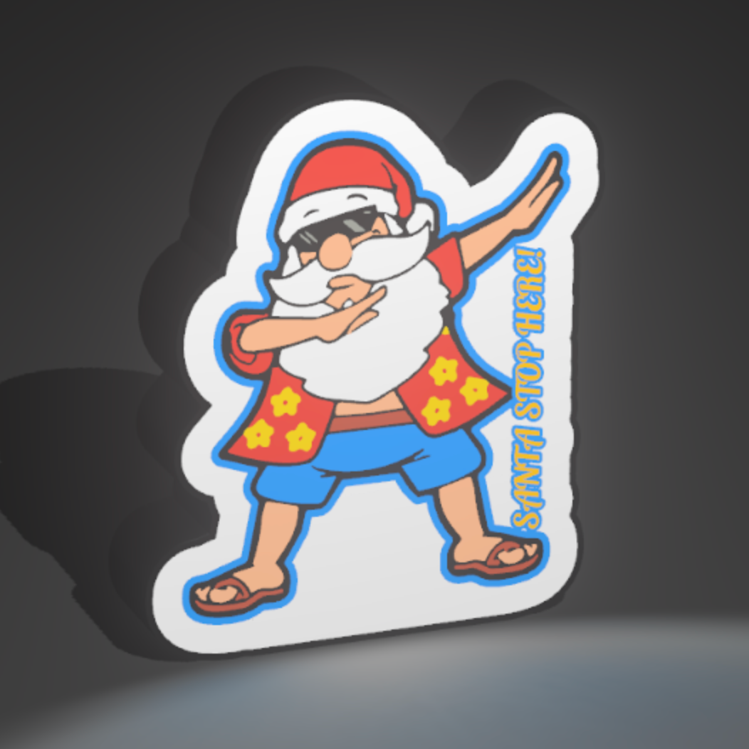 Dabbing Santa 3D Printed PLA Light Box – “Santa Stop Here!” Edition
